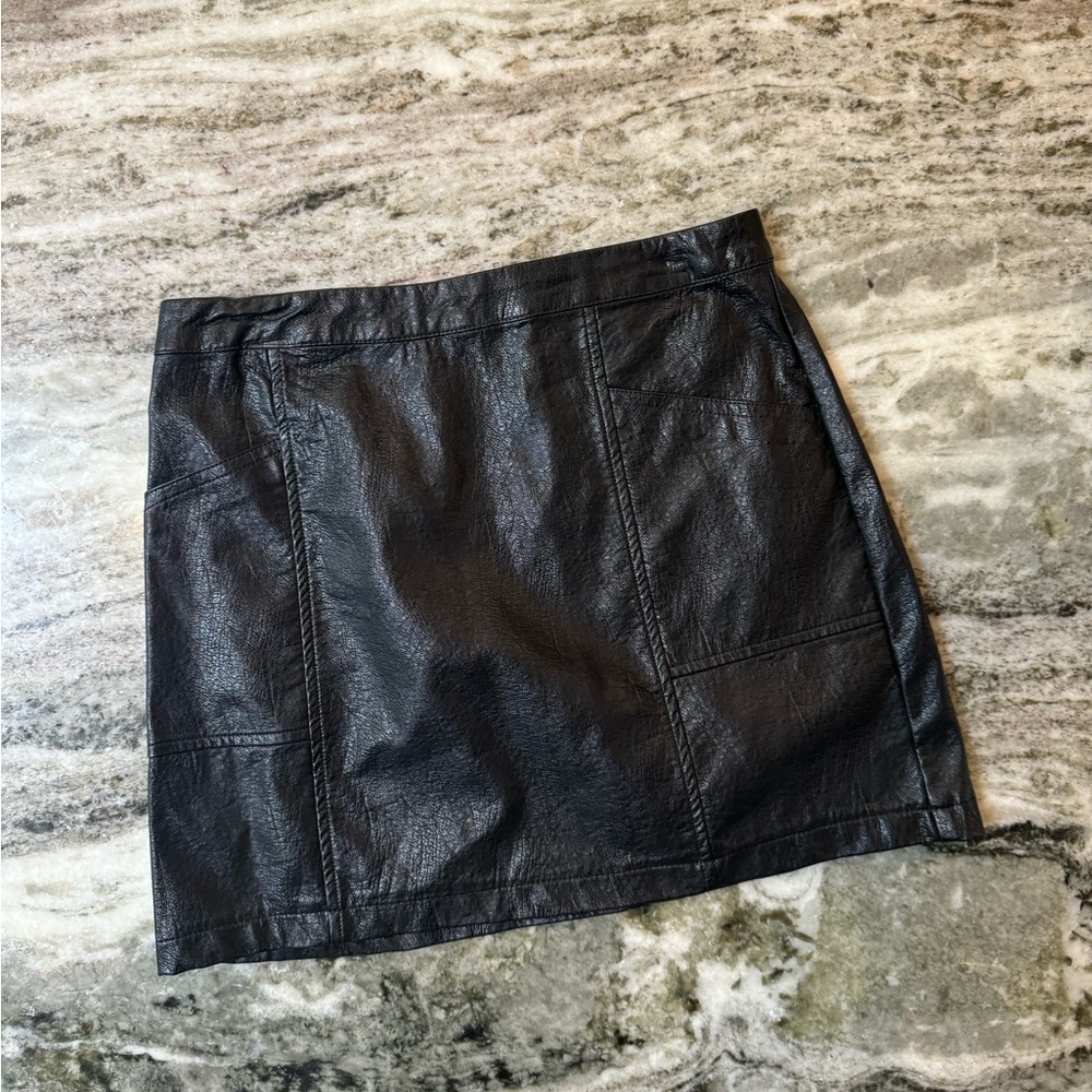 Black Faux Leather Skirt